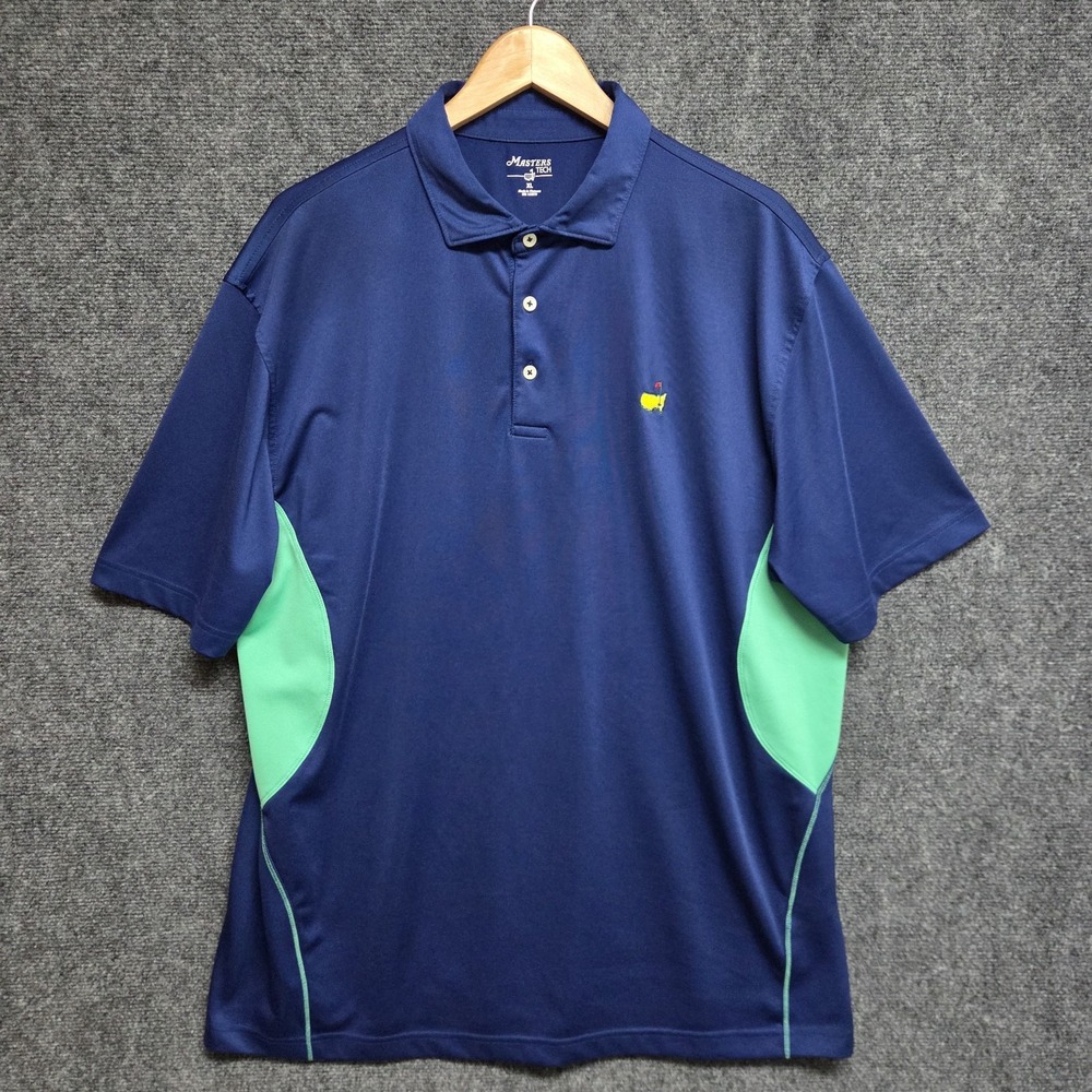 Masters Tech 2015 Shirt Mens XL Blue Green Golf Polo Short Sleeve FLAW